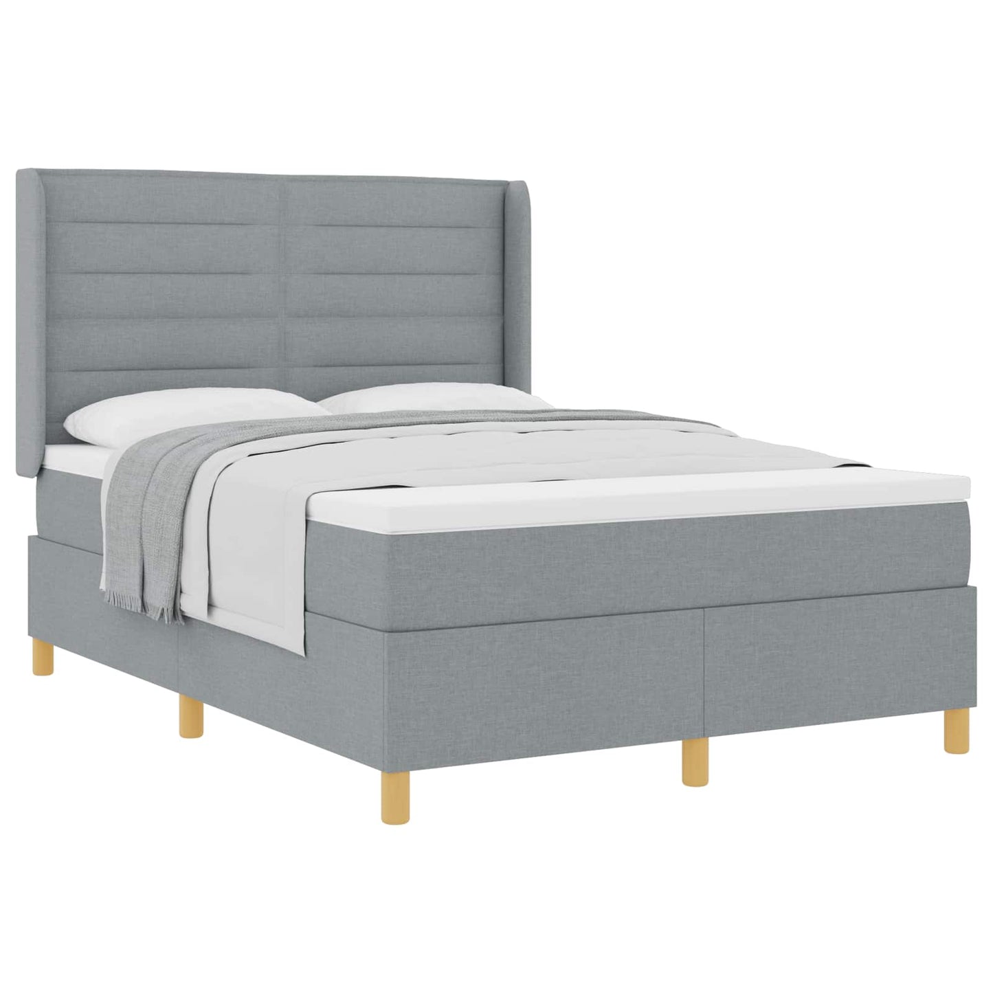 Boxspringbett mit Matratze Hellgrau 140 x 190 cm Stoff