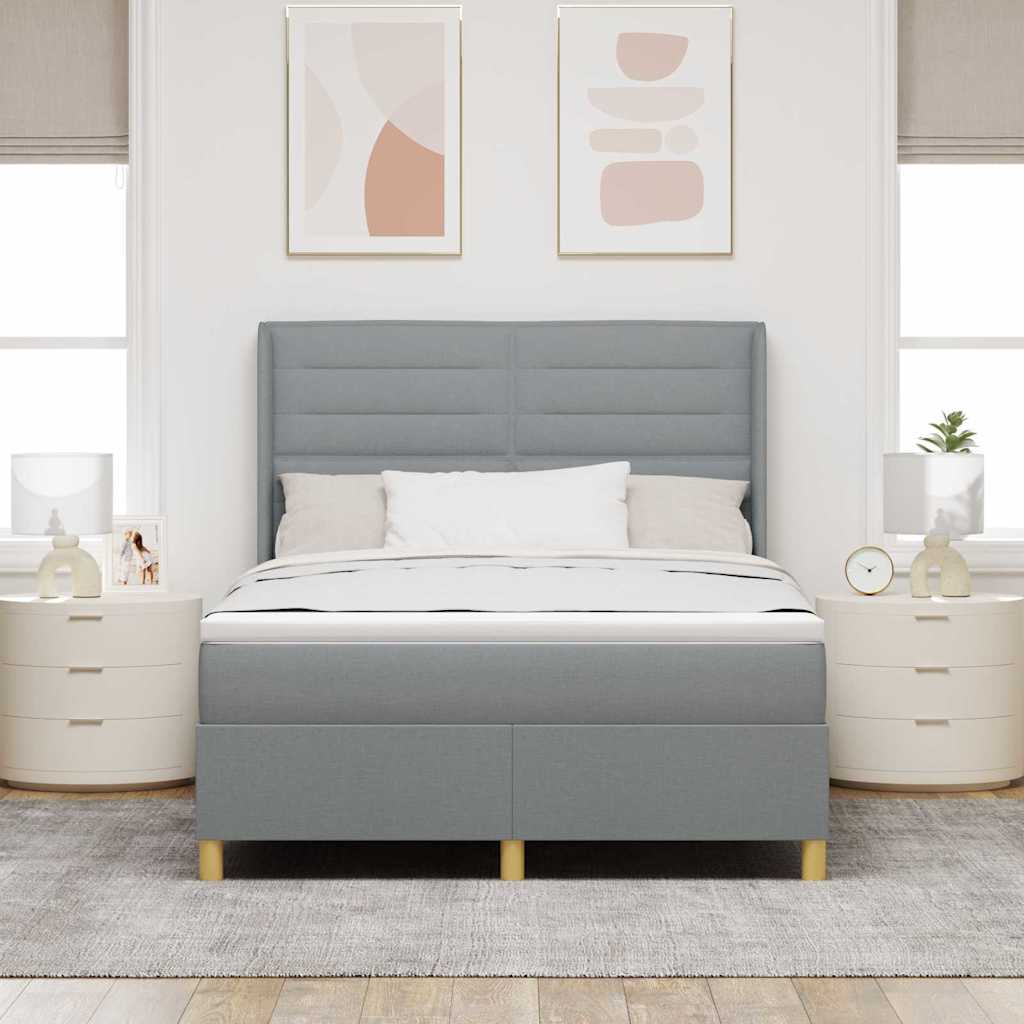 Boxspringbett mit Matratze Hellgrau 140 x 200 cm Stoff