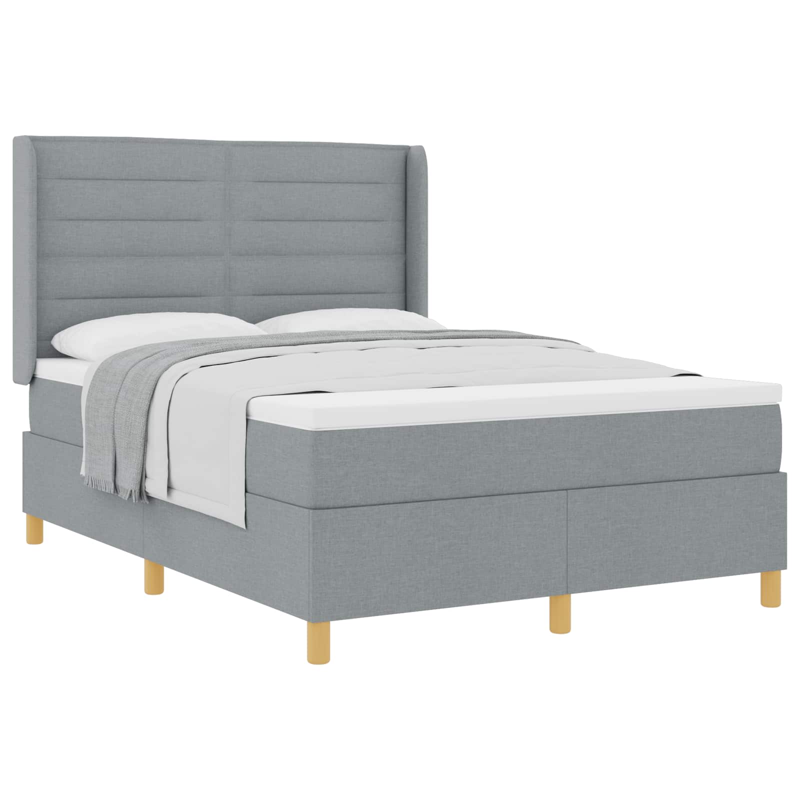 Boxspringbett mit Matratze Hellgrau 140 x 200 cm Stoff