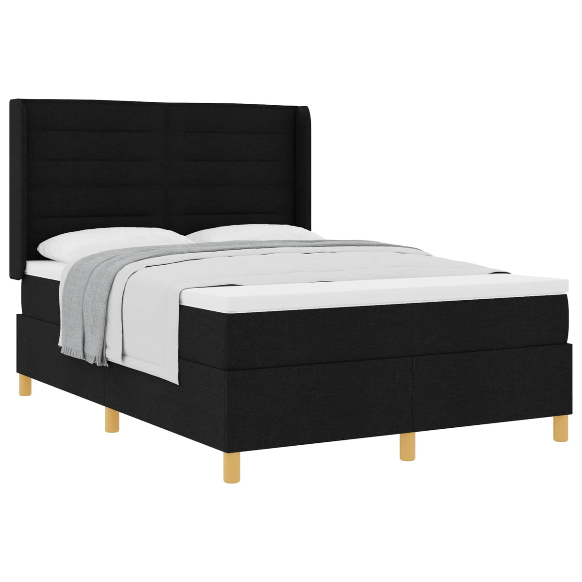 Boxspringbett mit Matratze Schwarz 140 x 200 cm Stoff