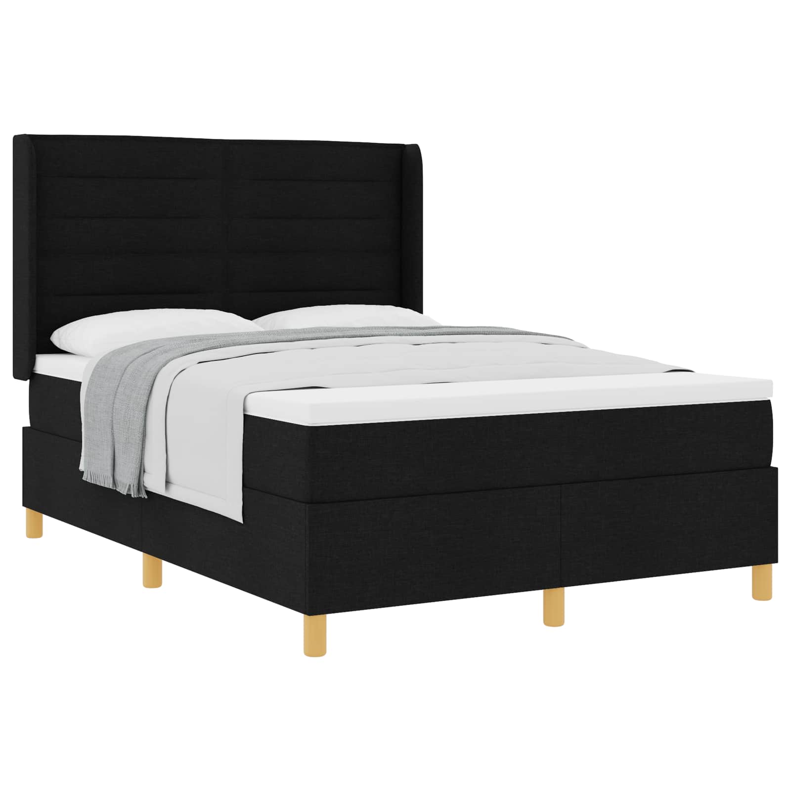 Boxspringbett mit Matratze Schwarz 140 x 200 cm Stoff