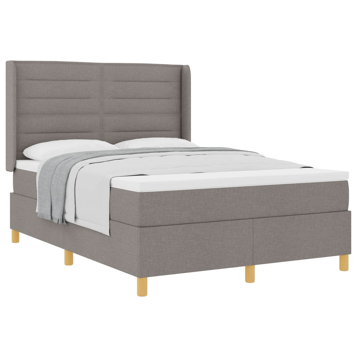 Boxspringbett mit Kopfteil Taupe 140 x 200 cm Stoff