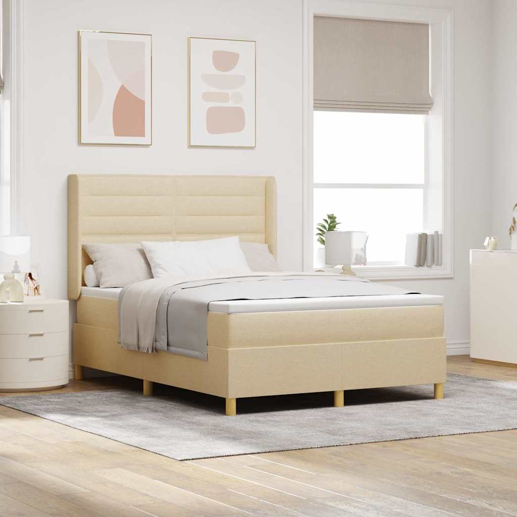 Boxspringbett mit Matratze Creme 140 x 200 cm Stoff