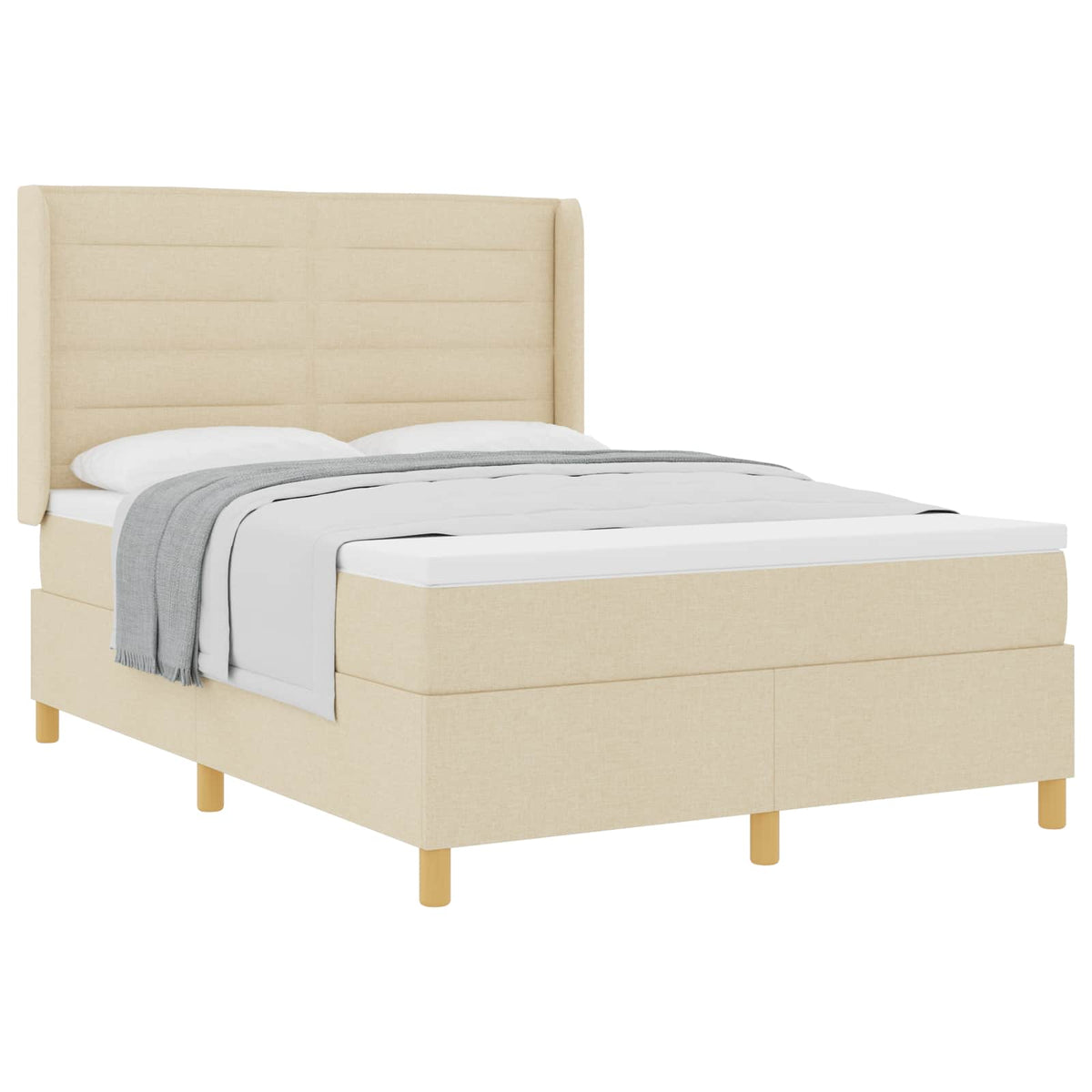 Boxspringbett mit Matratze Creme 140 x 200 cm Stoff