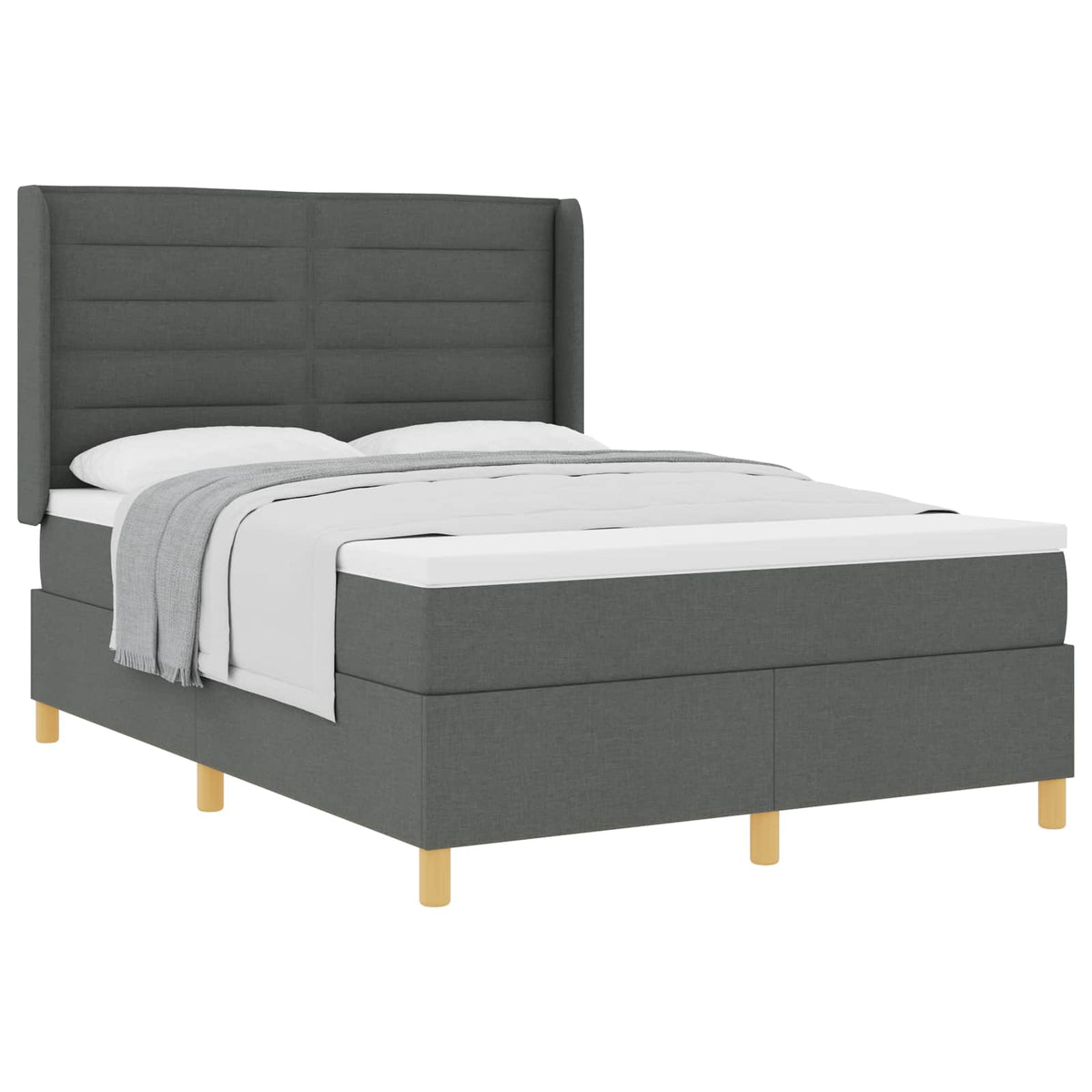 Boxspringbett mit Matratze Dunkelgrau 160 x 200 cm Stoff