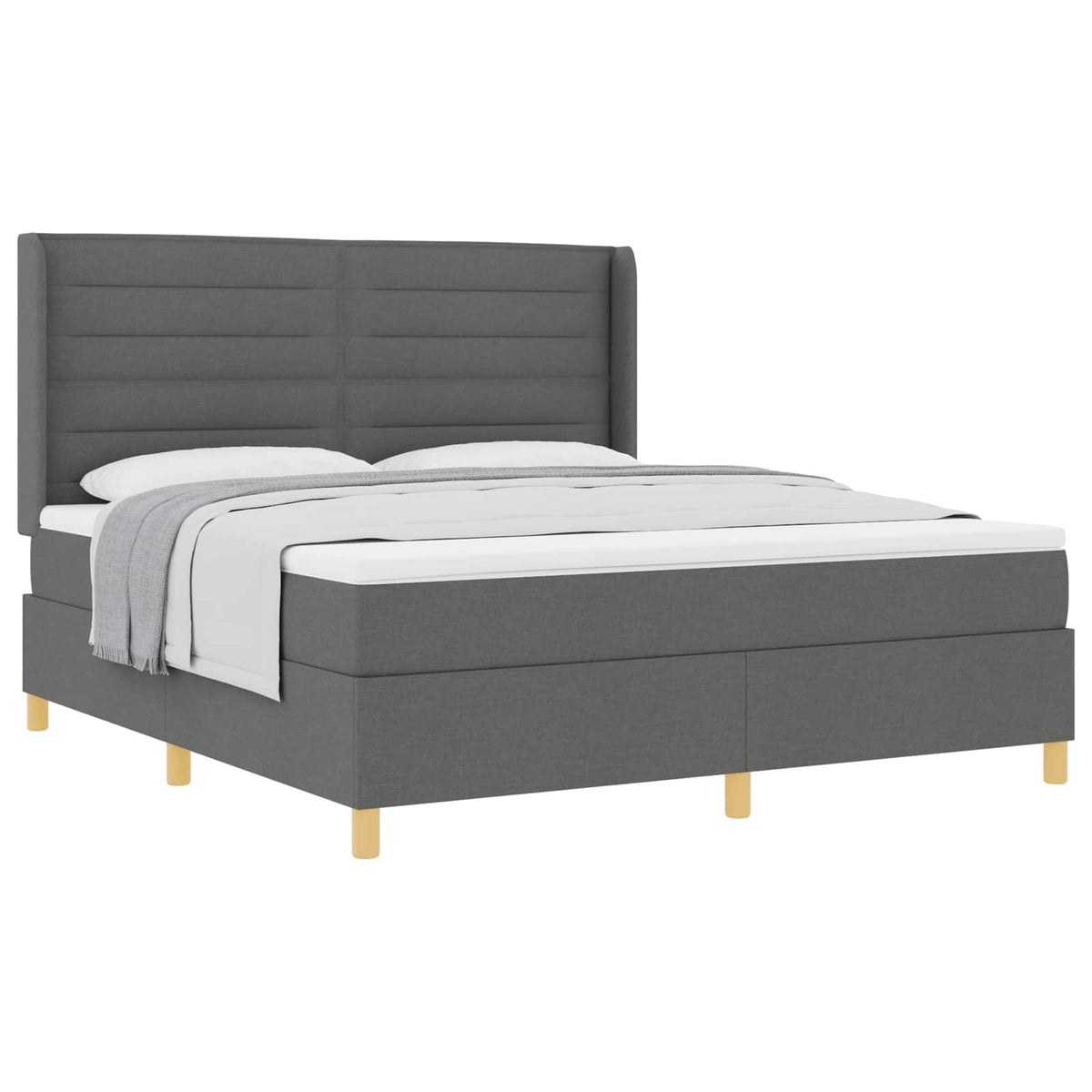 Boxspringbett mit Matratze Dunkelgrau 180 x 200 cm Stoff