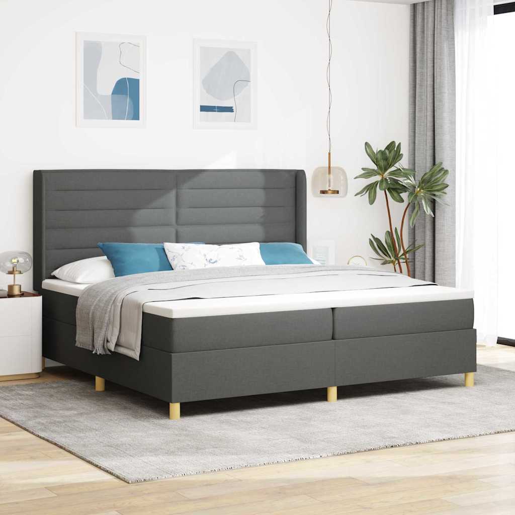 Boxspringbett mit Matratze Dunkelgrau 200 x 200 cm Stoff