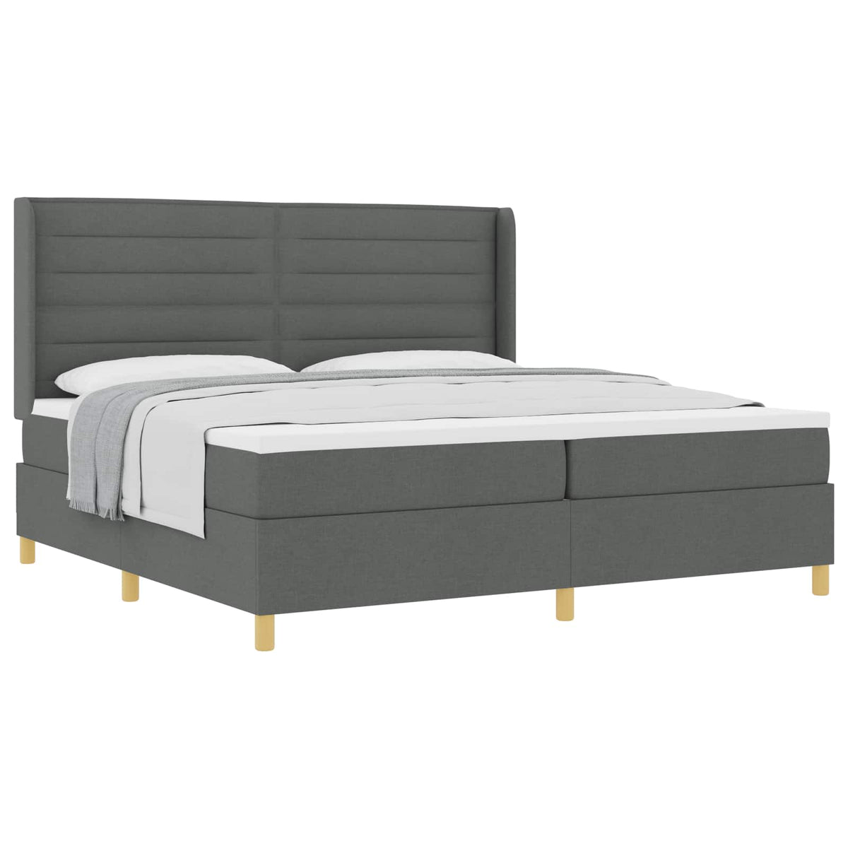 Boxspringbett mit Matratze Dunkelgrau 200 x 200 cm Stoff