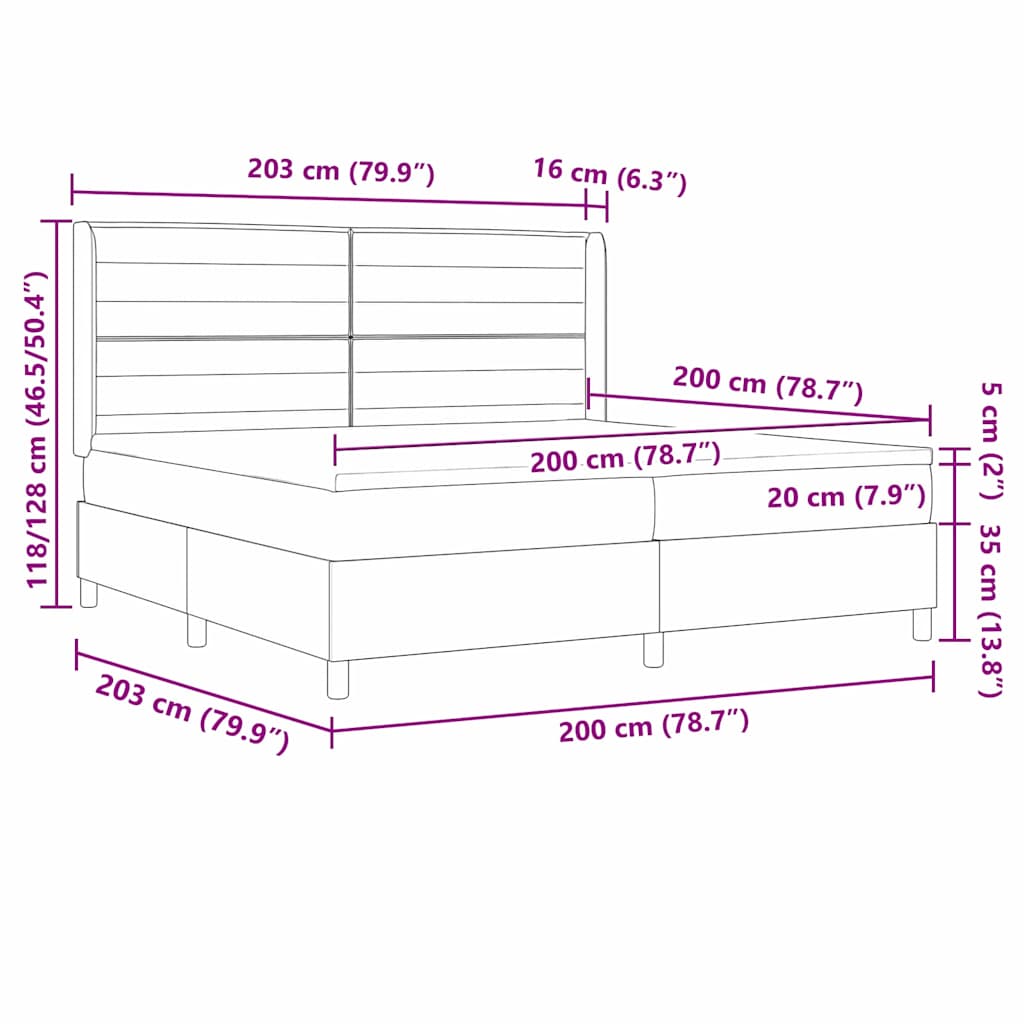 Boxspringbett mit Matratze Dunkelgrau 200 x 200 cm Stoff