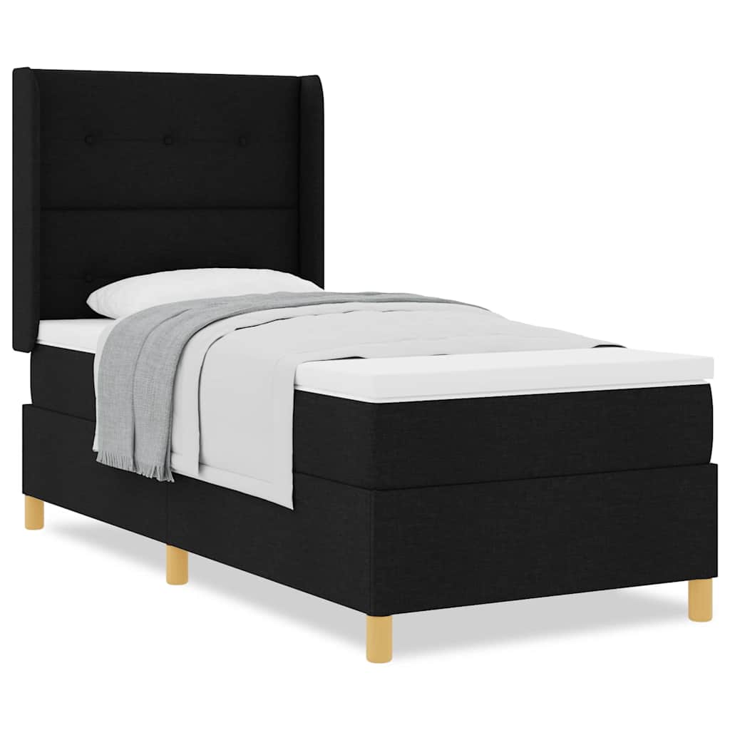 Boxspringbett mit Matratze Schwarz 80 x 200 cm Stoff