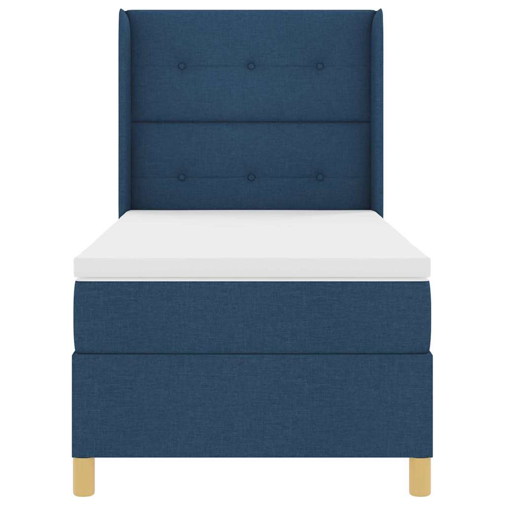 Boxspringbett mit Kopfteil Blau 80 x 200 cm Stoff