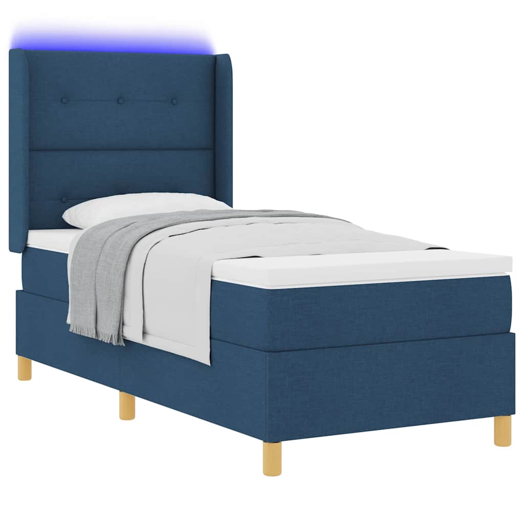 Boxspringbett mit Kopfteil Blau 80 x 200 cm Stoff