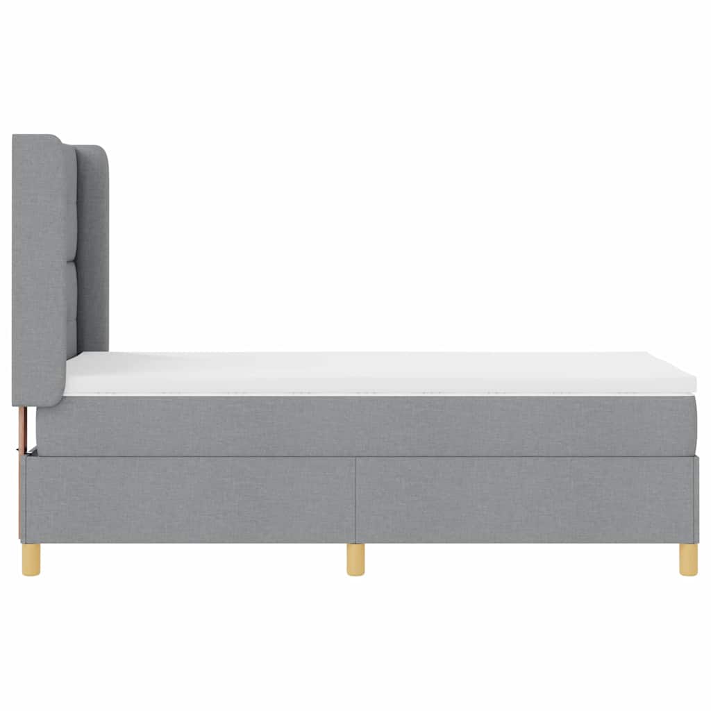Boxspringbett mit Kopfteil Hellgrau 90 x 190 cm Stoff