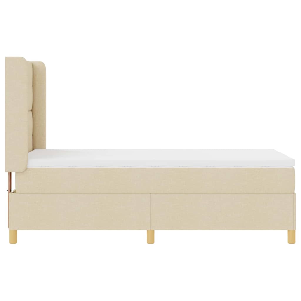 Boxspringbett mit Matratze mit Kopfteil Creme 90 x 190 cm Stoff