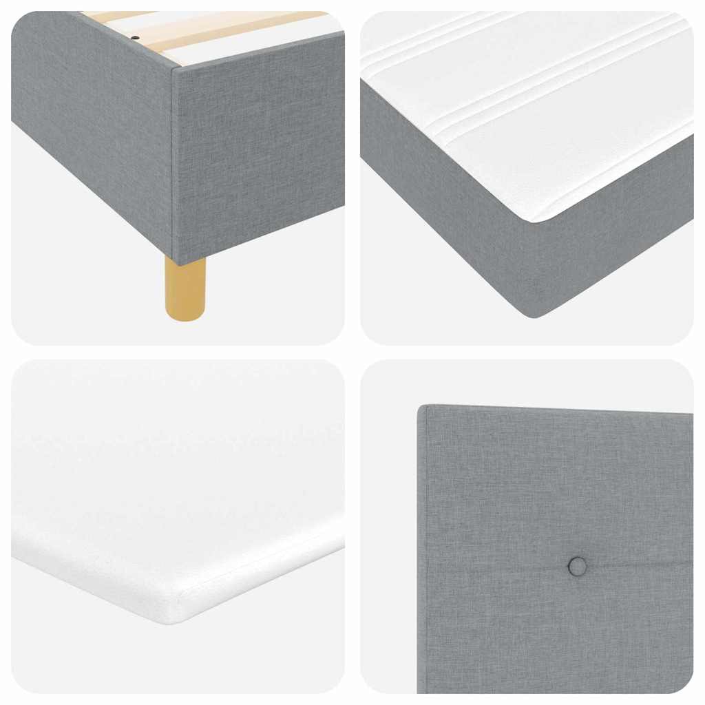 Boxspringbett mit Kopfteil Hellgrau 90 x 200 cm Stoff