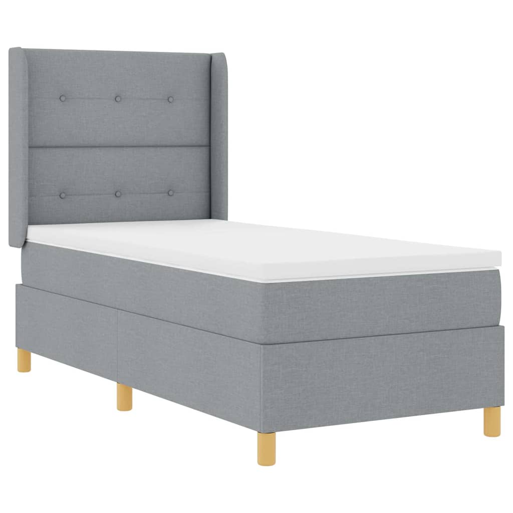 Boxspringbett mit Kopfteil Hellgrau 90 x 200 cm Stoff