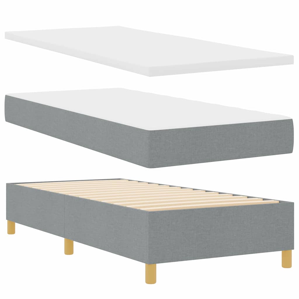 Boxspringbett mit Kopfteil Hellgrau 90 x 200 cm Stoff