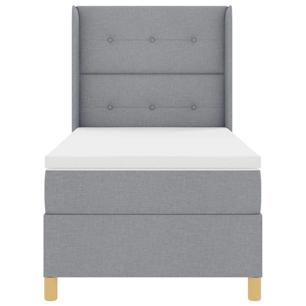 Boxspringbett mit Kopfteil Hellgrau 90 x 200 cm Stoff