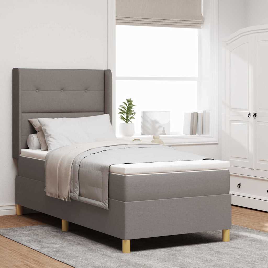 Boxspringbett mit Kissen mit Kopfteil Taupe 90 x 200 cm Stoff