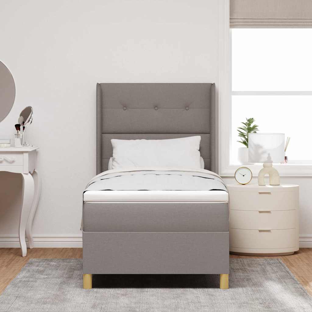 Boxspringbett mit Kissen mit Kopfteil Taupe 90 x 200 cm Stoff