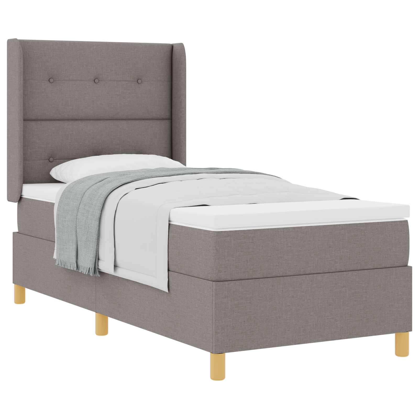 Boxspringbett mit Kissen mit Kopfteil Taupe 90 x 200 cm Stoff