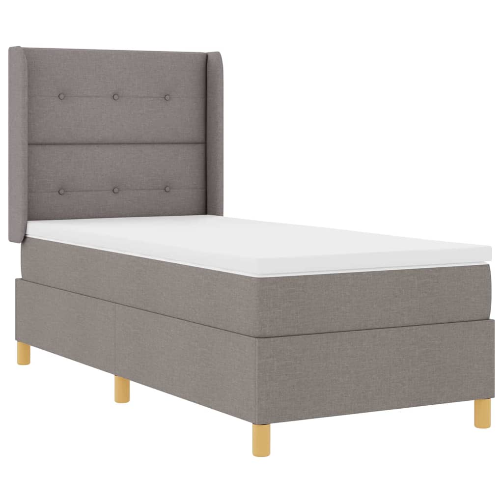 Boxspringbett mit Kissen mit Kopfteil Taupe 90 x 200 cm Stoff