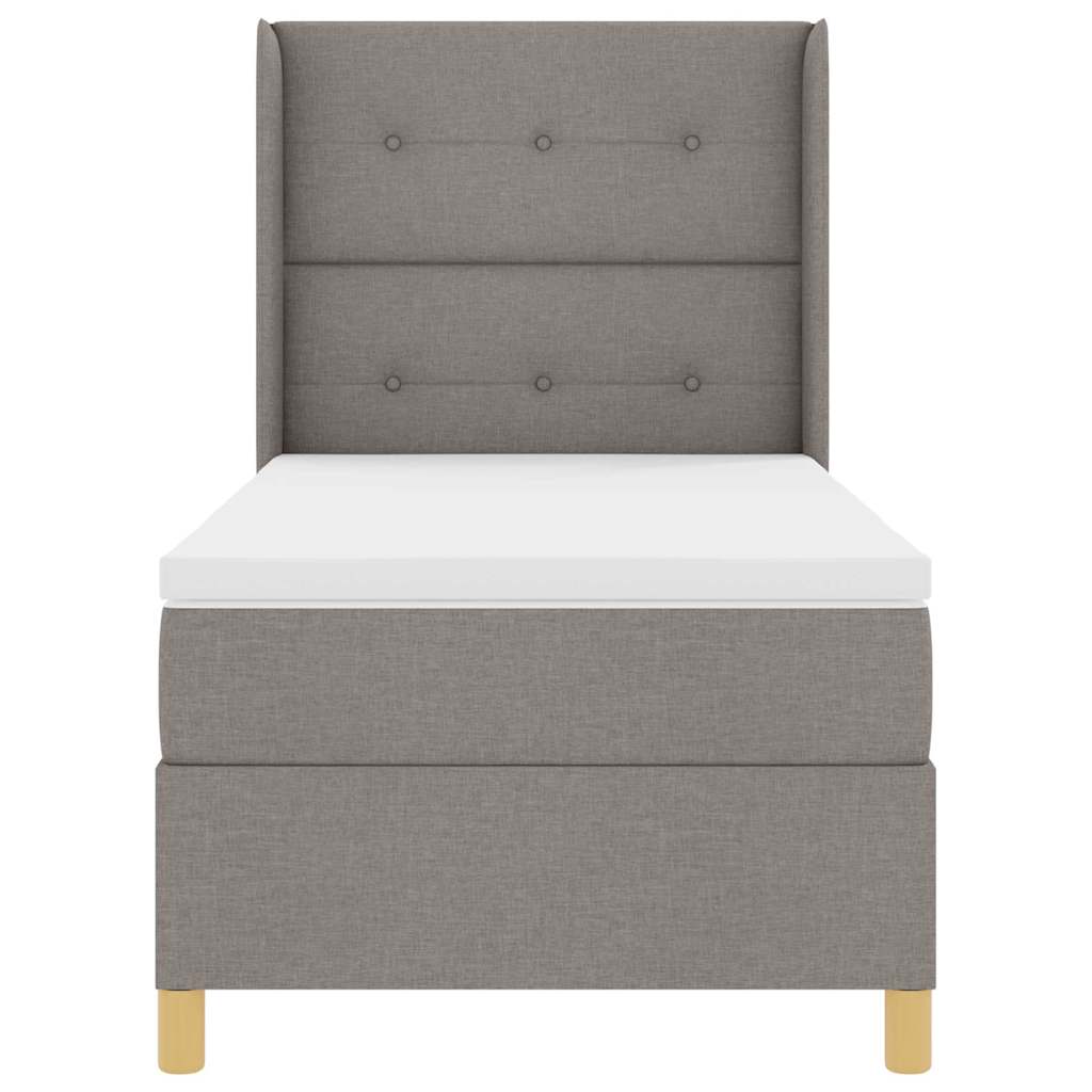 Boxspringbett mit Kissen mit Kopfteil Taupe 90 x 200 cm Stoff