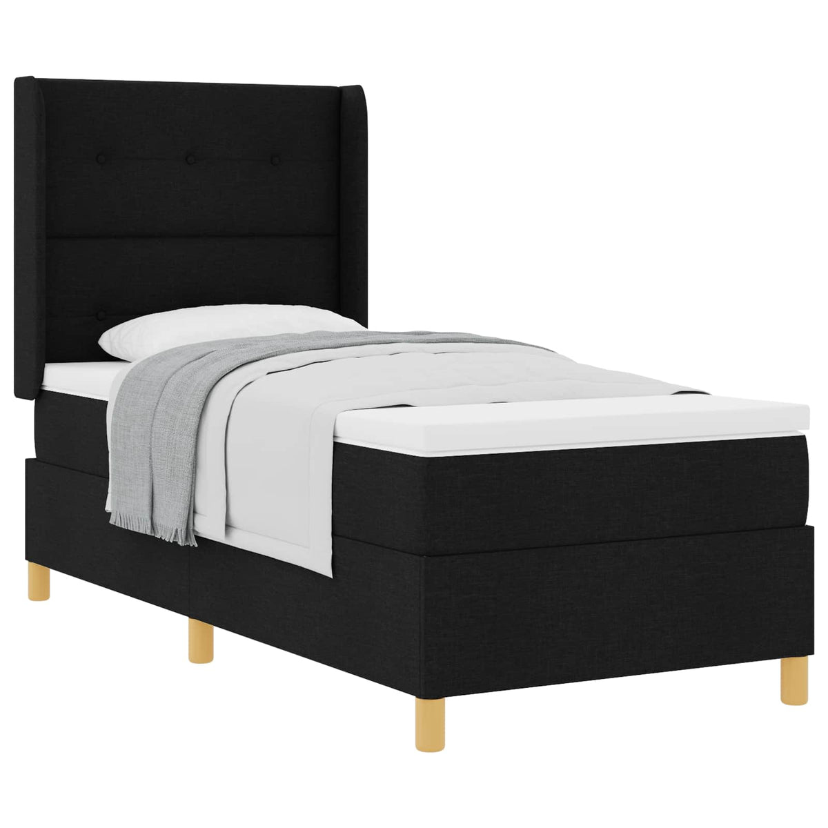 Boxspringbett mit Kopfteil Schwarz 100 x 200 cm Stoff