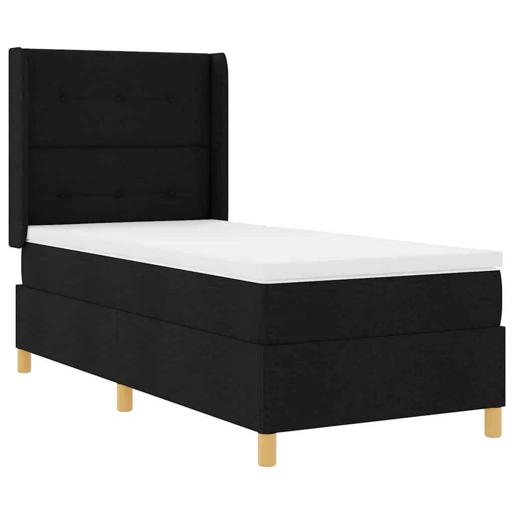 Boxspringbett mit Kopfteil Schwarz 100 x 200 cm Stoff