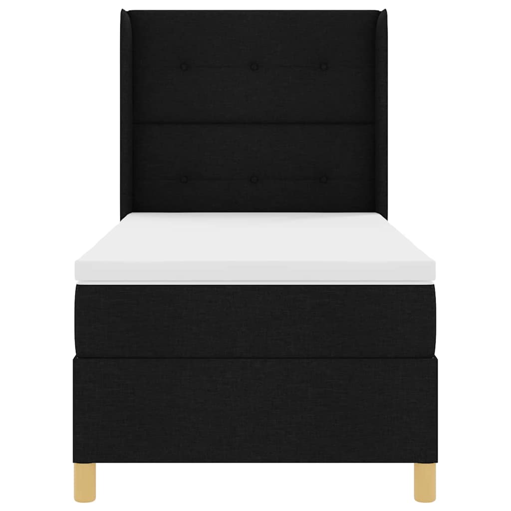 Boxspringbett mit Kopfteil Schwarz 100 x 200 cm Stoff