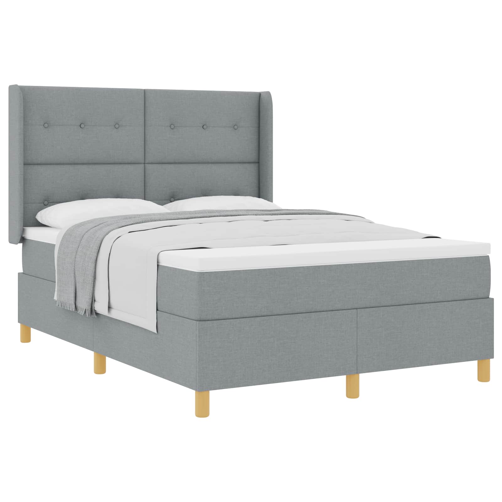 Boxspringbett mit Matratze Hellgrau 140 x 190 cm Stoff