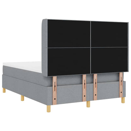 Boxspringbett mit Kopfteil Hellgrau 140 x 190 cm Stoff