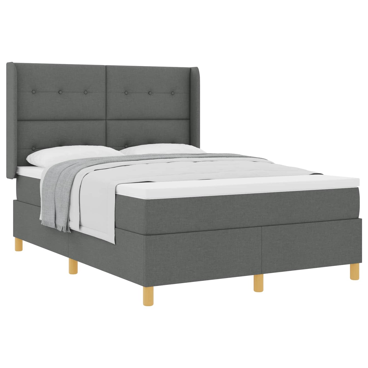 Boxspringbett mit Kopfteil Dunkelgrau 140 x 190 cm Stoff