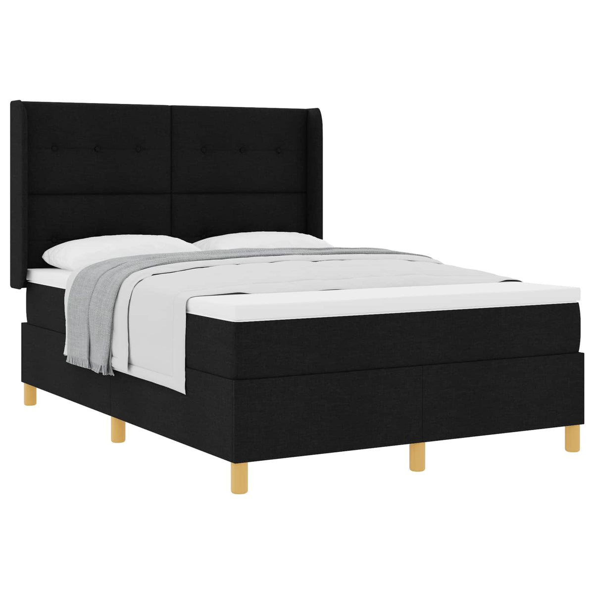 Boxspringbett mit Kopfteil Schwarz 140 x 190 cm Stoff