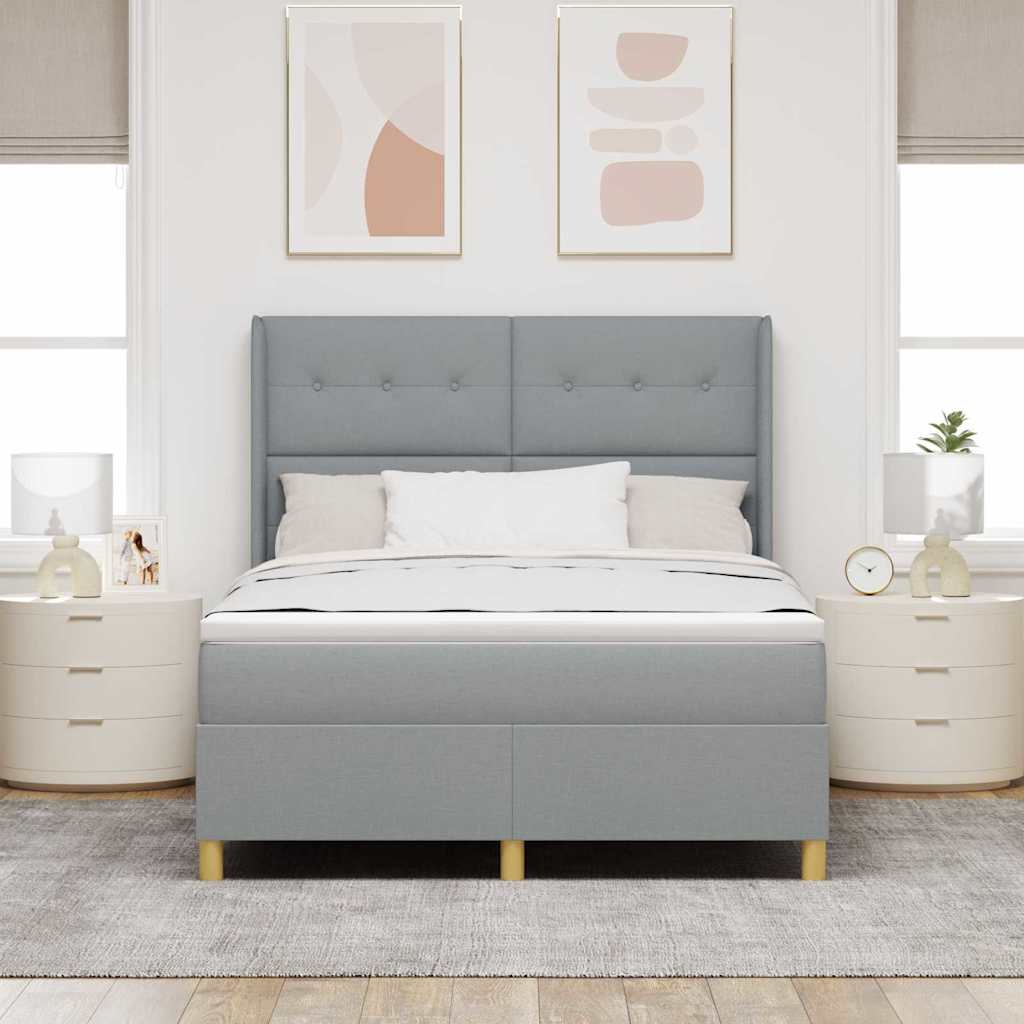 Boxspringbett mit Kopfteil Hellgrau 140 x 200 cm Stoff