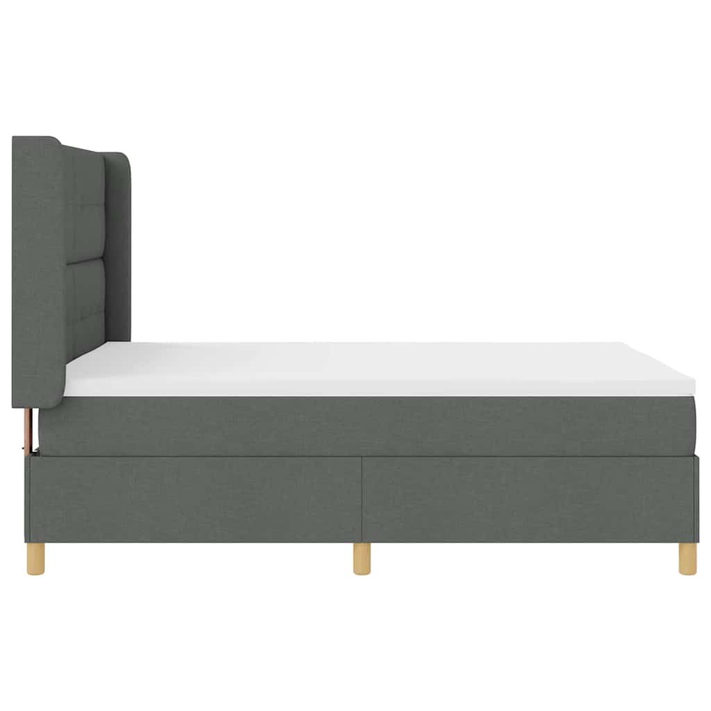 Boxspringbett mit Kopfteil Dunkelgrau 140 x 200 cm Stoff