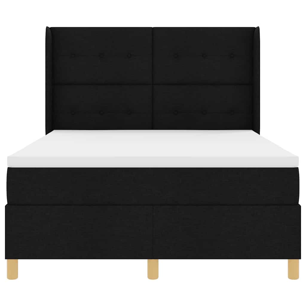 Boxspringbett mit Kopfteil Schwarz 140 x 200 cm Stoff