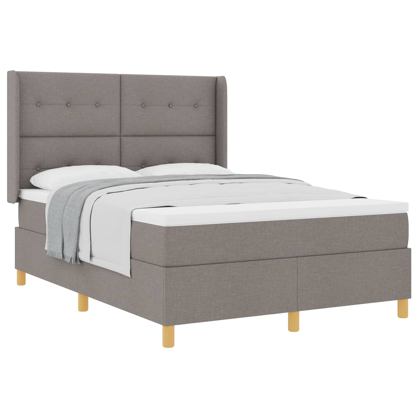 Boxspringbett mit Matratze Taupe 140 x 200 cm Stoff