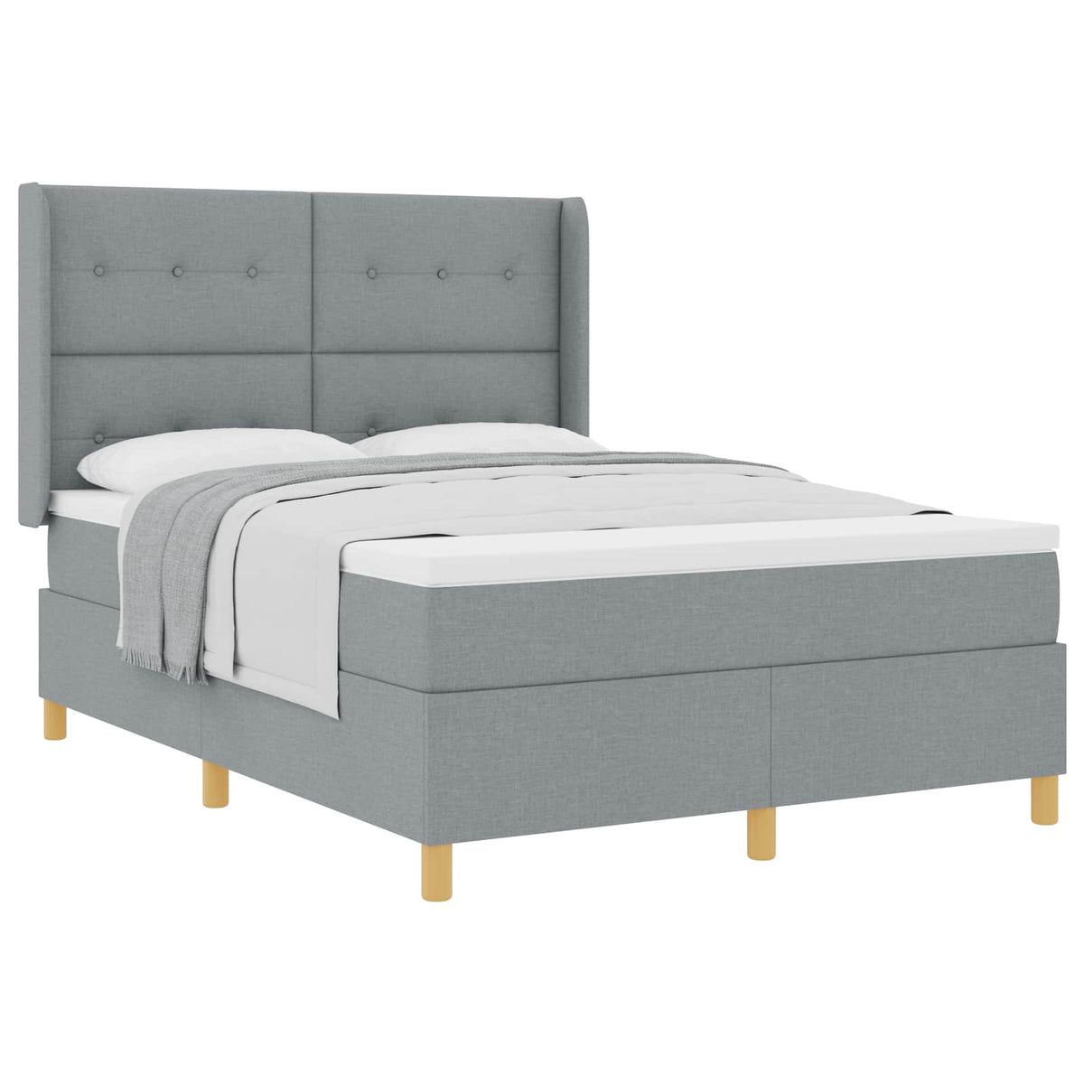 Boxspringbett mit Kopfteil Hellgrau 160 x 200 cm Stoff