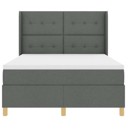 Boxspringbett mit Kopfteil Dunkelgrau 160 x 200 cm Stoff
