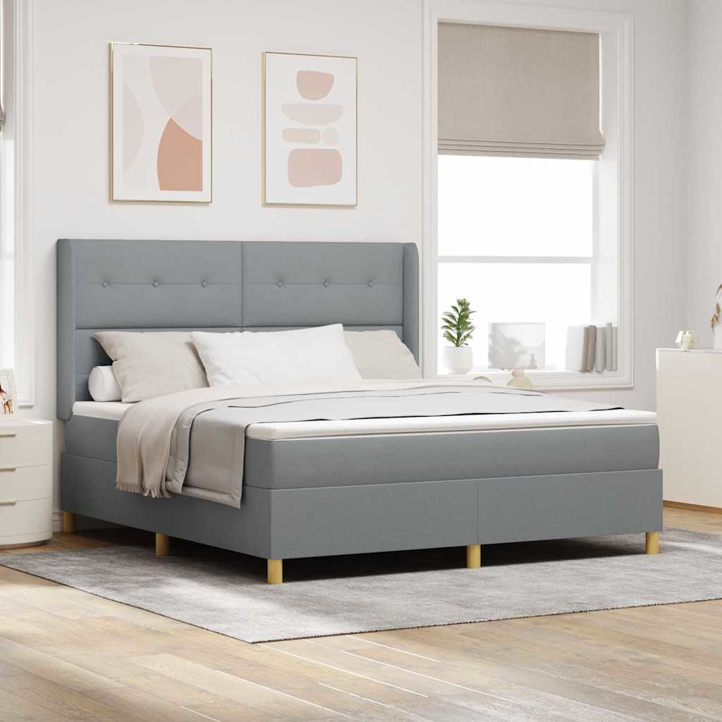 Boxspringbett mit Kopfteil Hellgrau 180 x 200 cm Stoff