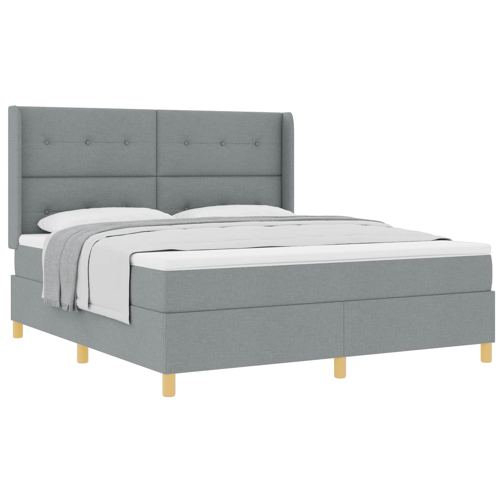 Boxspringbett mit Kopfteil Hellgrau 180 x 200 cm Stoff