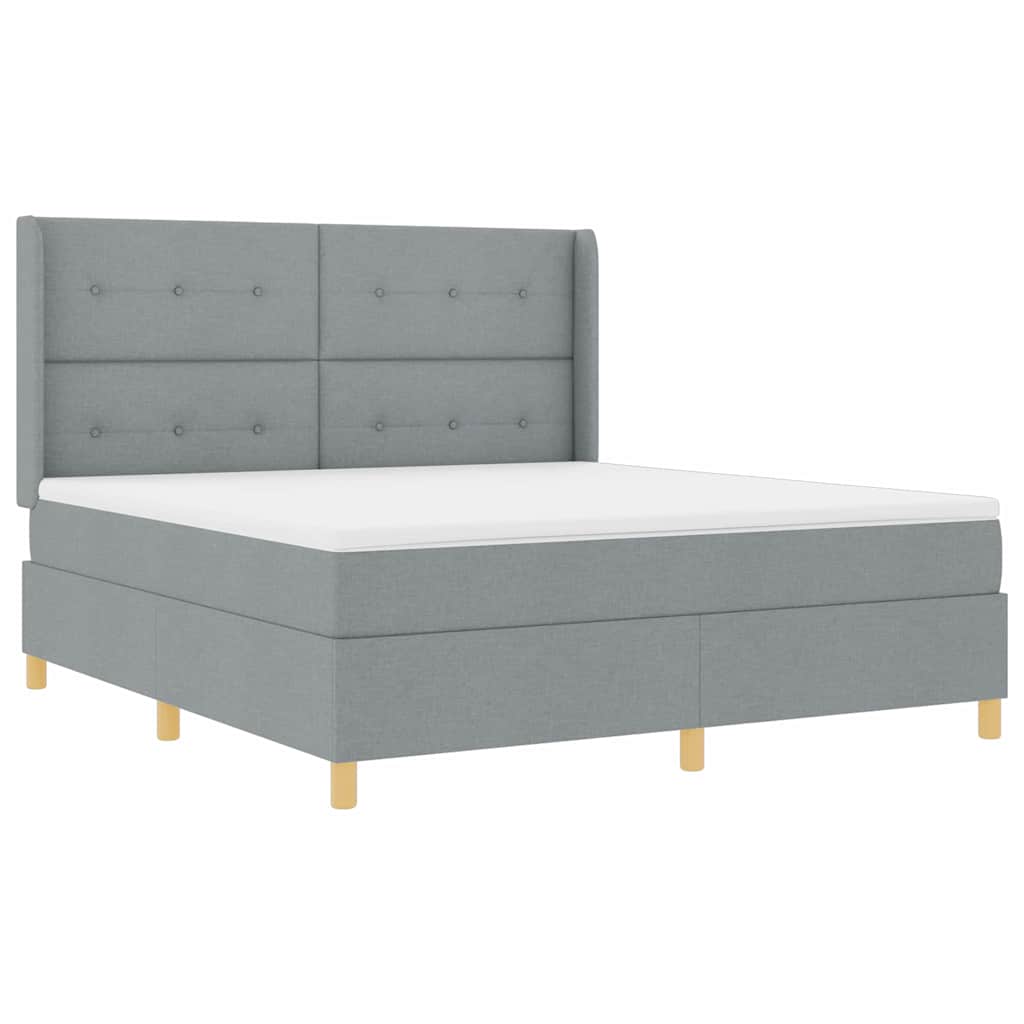 Boxspringbett mit Kopfteil Hellgrau 180 x 200 cm Stoff