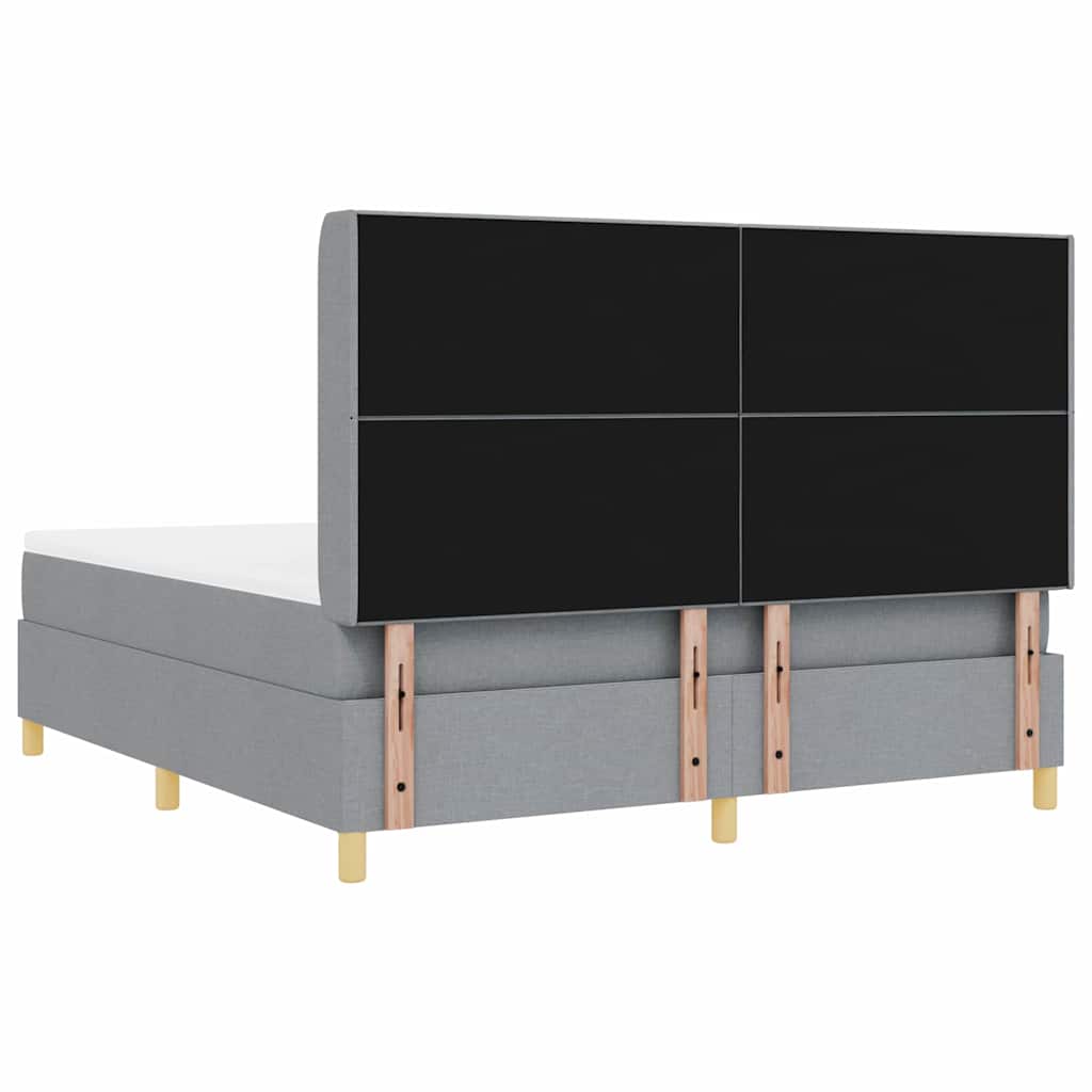 Boxspringbett mit Kopfteil Hellgrau 180 x 200 cm Stoff