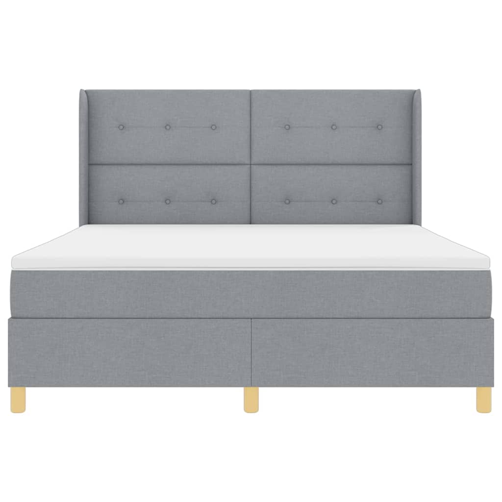 Boxspringbett mit Kopfteil Hellgrau 180 x 200 cm Stoff