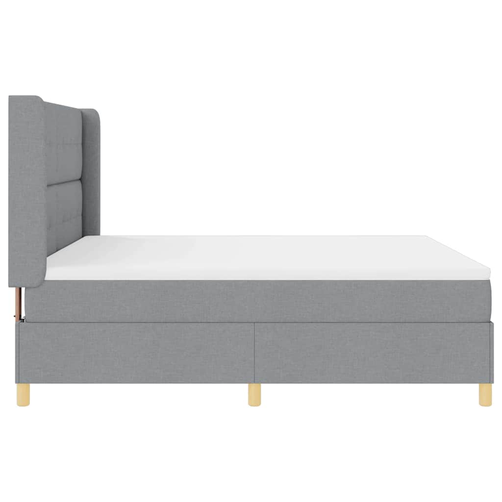 Boxspringbett mit Kopfteil Hellgrau 180 x 200 cm Stoff