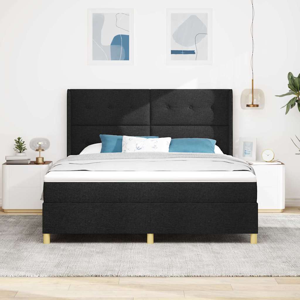 Boxspringbett mit Kopfteil Schwarz 180 x 200 cm Stoff