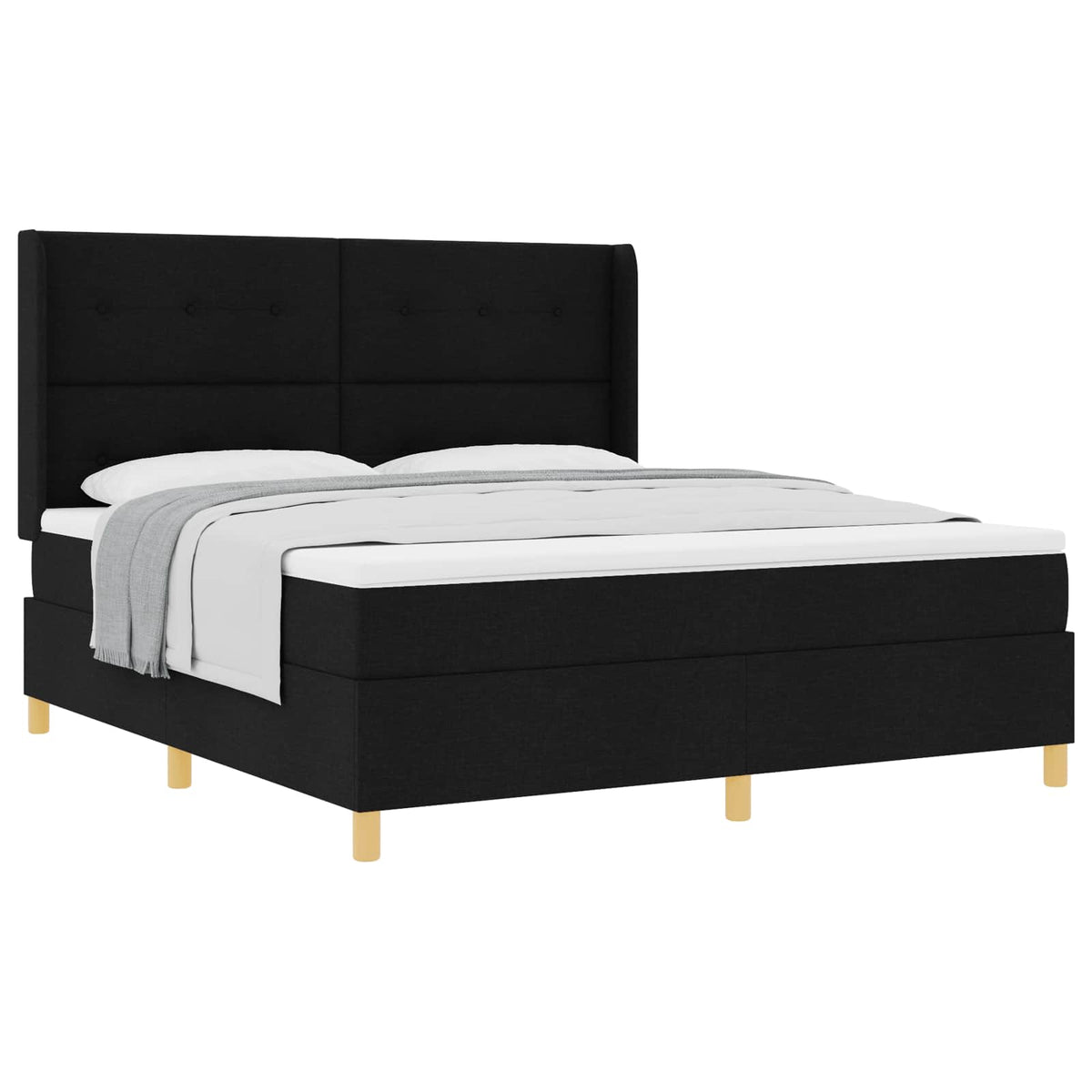Boxspringbett mit Kopfteil Schwarz 180 x 200 cm Stoff