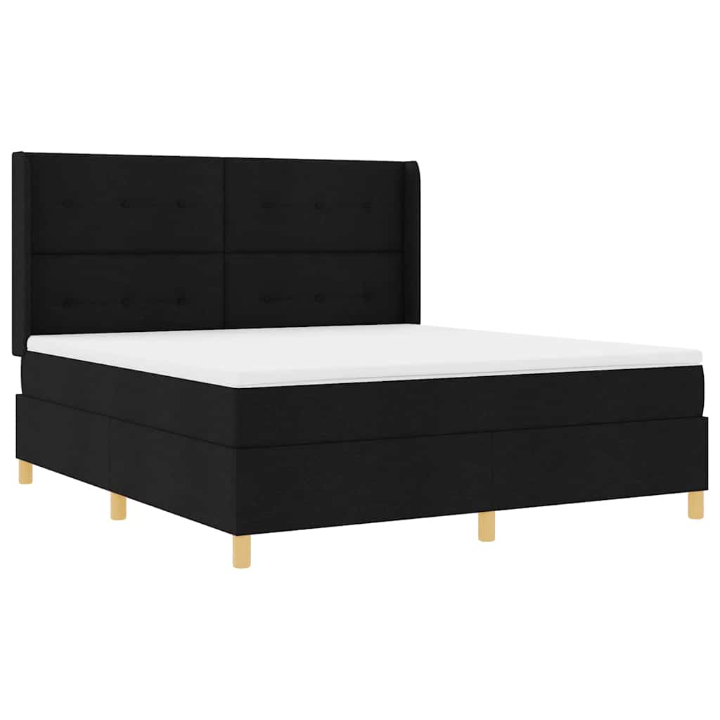 Boxspringbett mit Kopfteil Schwarz 180 x 200 cm Stoff