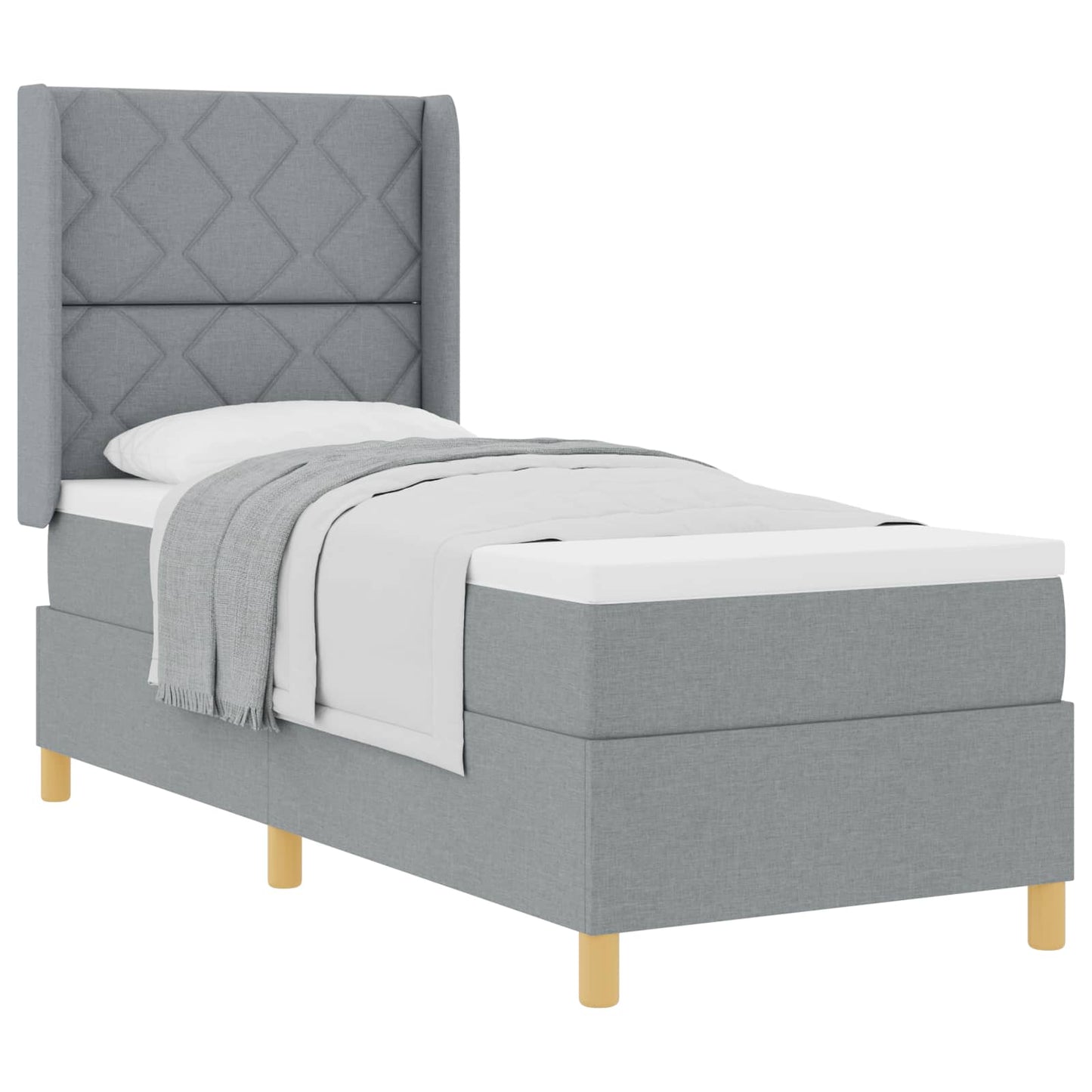 Boxspringbett mit Kopfteil Hellgrau 80 x 200 cm Stoff